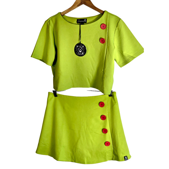 L – Neon Skort & Crop Top Set by Sourpuss (NWT) - Picture 1 of 9